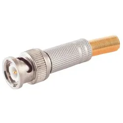 S-Impuls BNC-Stecker, 75Ohm, lötbar, schraubbar, Metalltülle, Metallfeder, Koaxialkabel