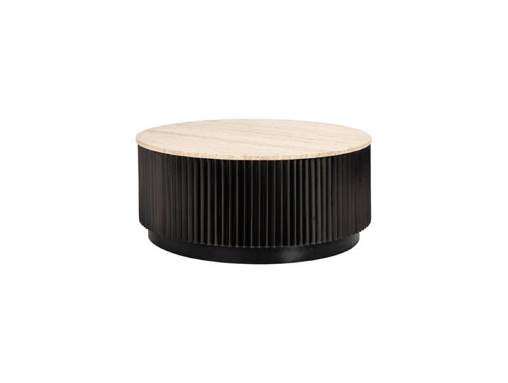 Design Couchtisch „Hampton“ mit Travertin Tischplatte Dunkelbraun Richmond Interiors