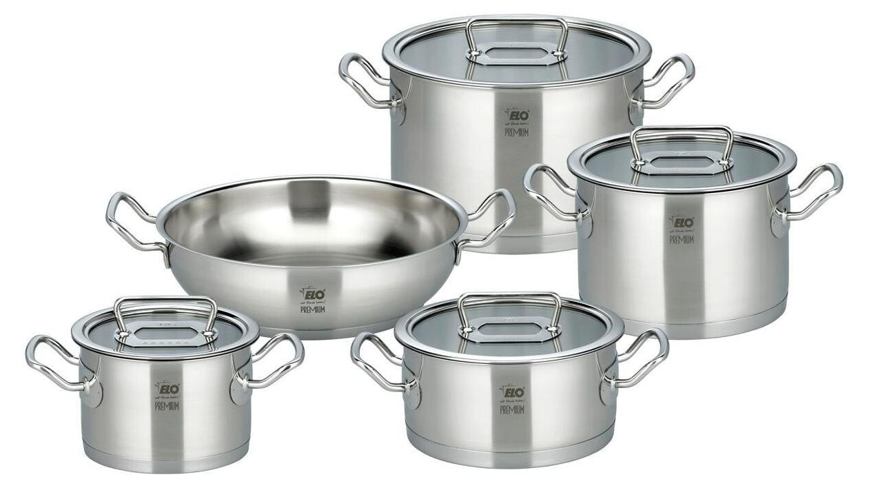 ELO Gourmet Plus pannenset, 5-delig, roestvrij staal