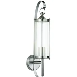 Außenlampe Wandleuchte Wandstrahler E27 Edelstahl Wandlampe Außen silber Spritzwasserfest Glas klar, E27 Fassung, DxBxT 11,4x52,5x15,5 cm