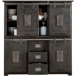 3S Frankenmöbel »Cosma« Massivholz Highboard IV grau