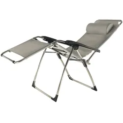 Gartenliege Amida aus Aluminium, Silbergrau, stufenlos verstellbar, mit Nackenrolle, klappbar