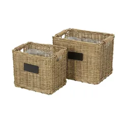 HOME STORY Weidenkorb  2er Set   , braun , Weide,Metall,Kunststoff , Maße (cm): B: 40 H: 43