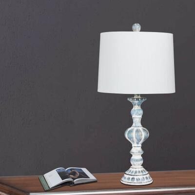 "26.5"" Cottage Antique Blue Resin Table Lamp by Cory Martin in Cottage Antique Blue"
