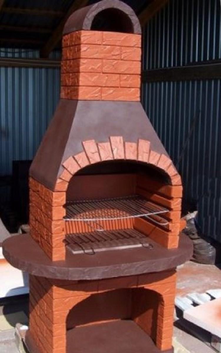 Casa Padrino Luxus Beton Gartengrill Orange / Braun 110 x 68 x H. 197 cm