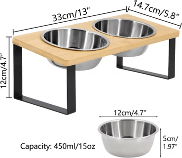 Inspire Picks PurrEase Elevated Stainless Steel Cat Bowls With 15 Tilt & Food Mat elevated Cat Bowls