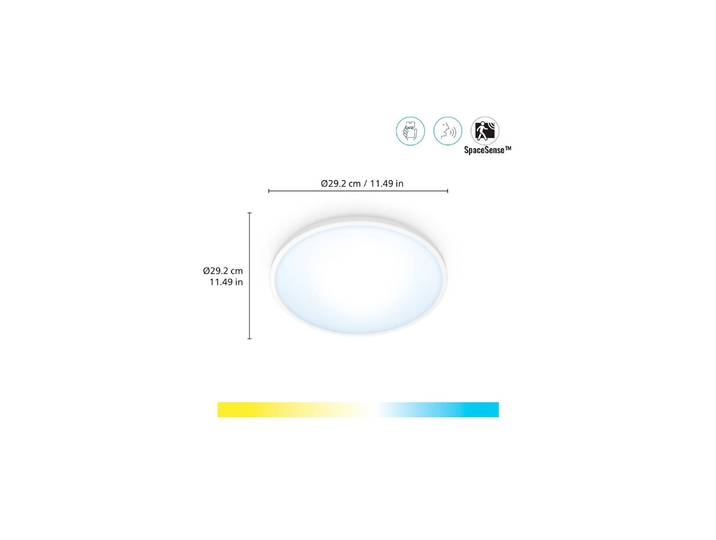 WiZ Smart Home Deckenleuchte SuperSlim, dimmbar, weiß / opal, für Wohn- / Esszimmer, Kunststoff, Modern