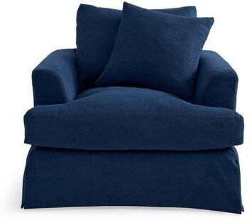 Ava Slipcovered Chair - Livesmart Performance Presley Navy - Grandin Road