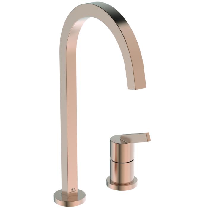 Ideal Standard Gusto Küchen-2-Loch-Armatur BD423J4 sunset rose, mit hohem eckigen Rohrauslauf