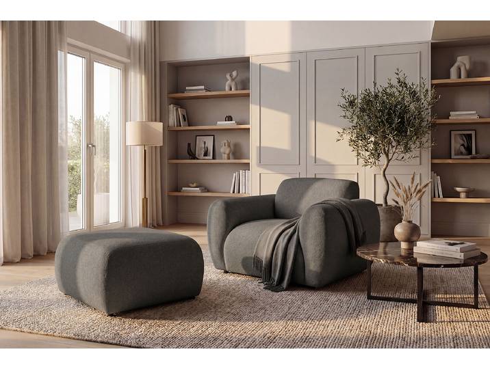Fauteuil Gris Tissu Stormy 105 x 73 x 94cm