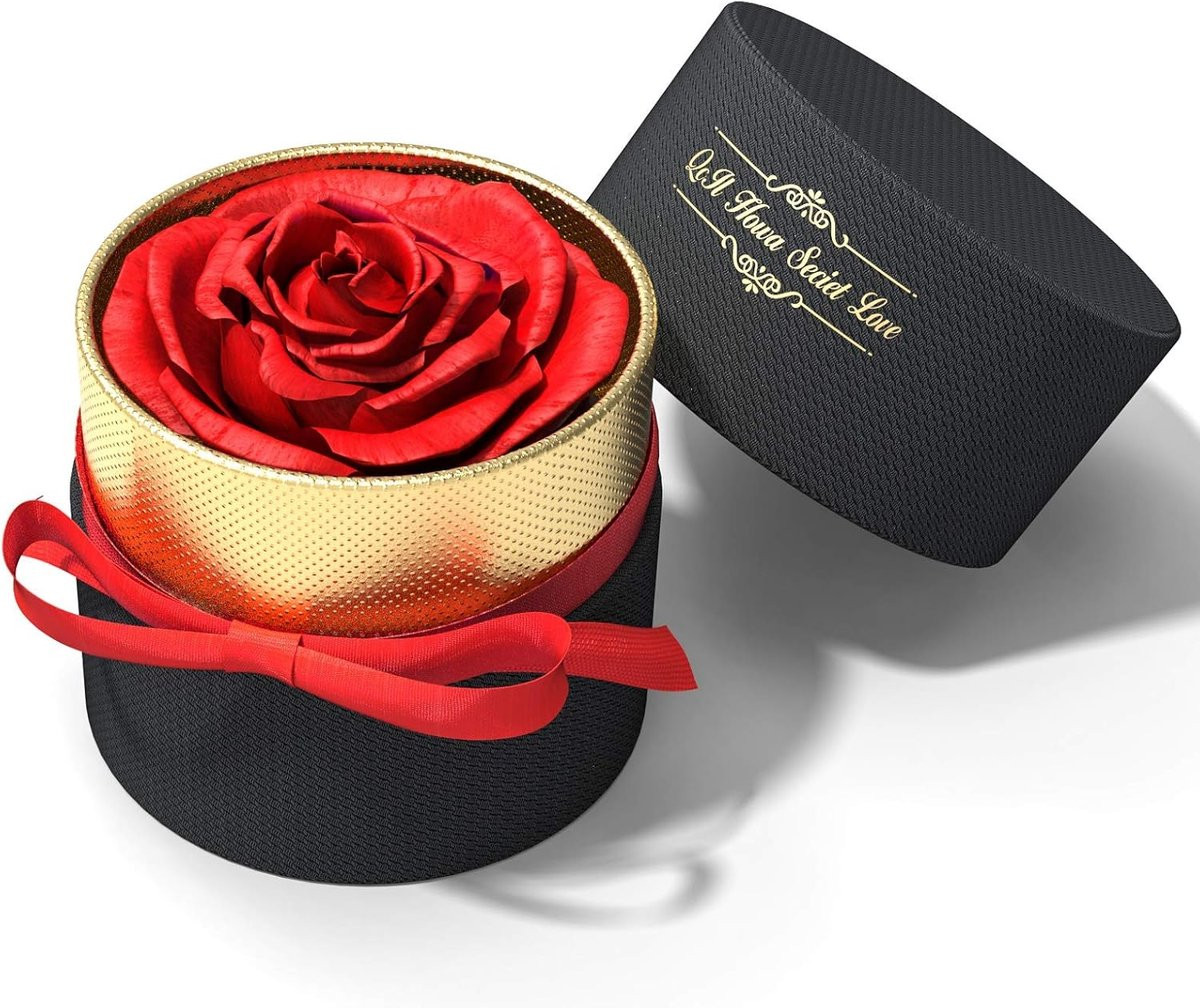 Handgemaakte eeuwige roos in geschenkdoos