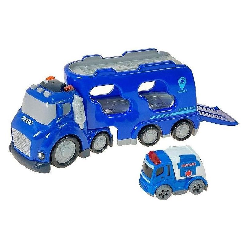 Adar Ein Auto mit Container und 2 Polizeiautos mit Lichtern (54612473)