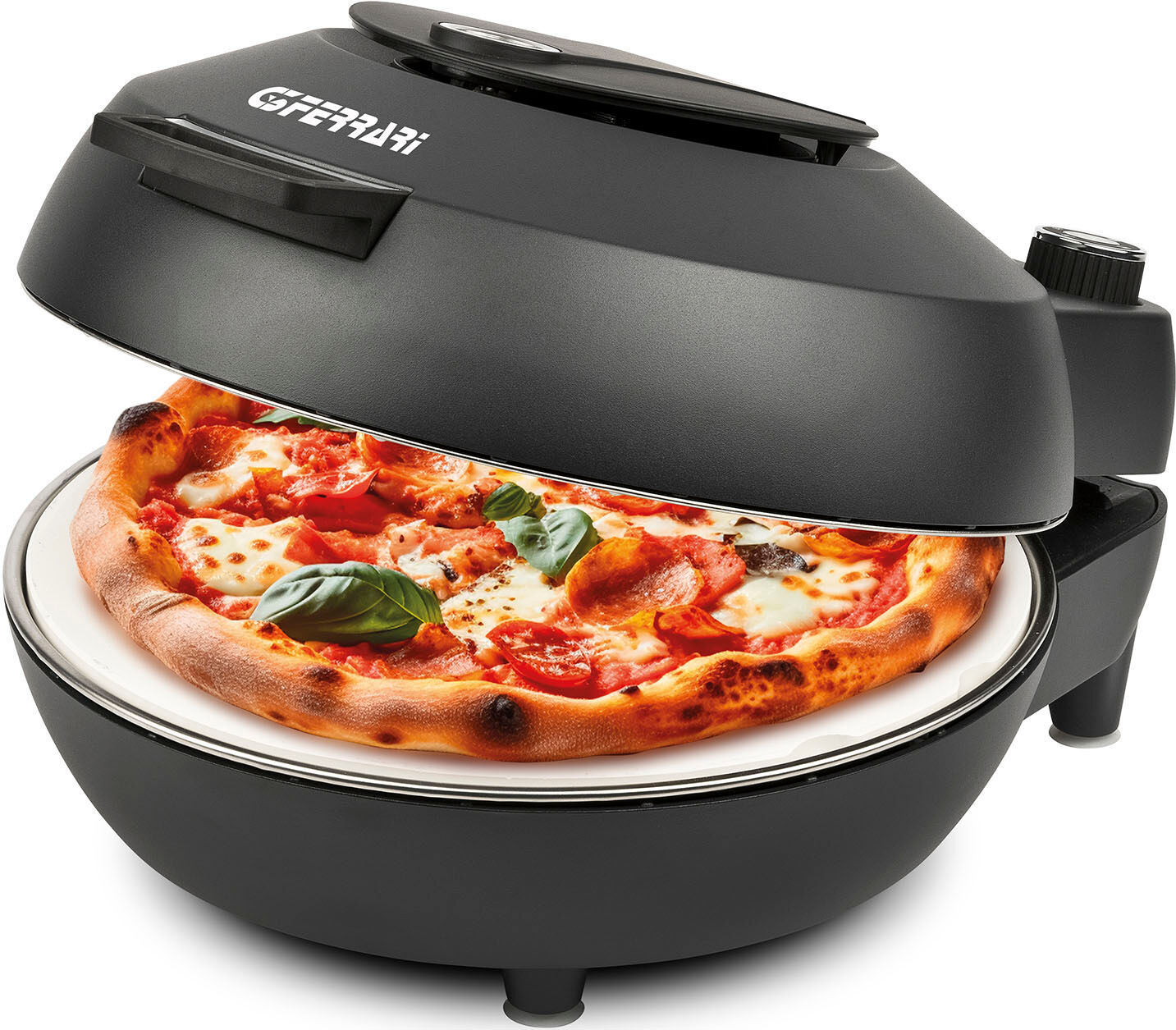 G3FERRARI Pizzaofen "G10199 Pummarola bis 420 C, mit Backthermostat", schwarz, B:33cm H:20cm T:39cm, Pizzaöfen, Pizzawendestein, schaltbare Ober- und Unterhitze im edlen Design, Pizzaofen