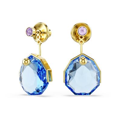 Paar Ohrhänger SWAROVSKI "Schmuck Geschenk Gema Ohrringe", blau (gelbgoldfarben, metallfarben, blau, lavendel, blau, lavendel), Ohrringe, Damen, Metall, mit Swarovski Kristall - Einhänger abnehmbar