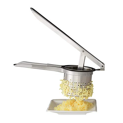 Relaxdays aardappelpers van roestvrij staal, zilverkleurig, vaatwasserbestendig