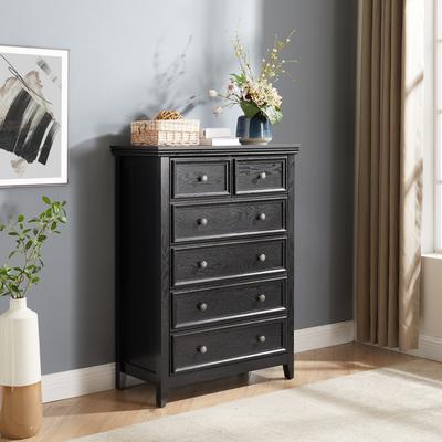 GDFStudio - Farmhouse Modern 6-Drawer Dresser Cabinet with Metal Slides and Vintage Handles
