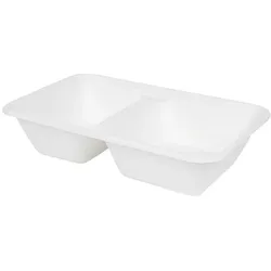 BIOZOYG 500 Stück Menüschalen für Take-Away 1000ml, 2-Kammern, aus biologisch abbaubarem Zuckerrohr - nachhaltige Einwegschalen, To-Go-Schalen