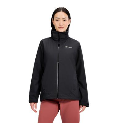 Funktionsjacke BERGHAUS "ROAM IA JKT AF", Damen, Gr. XL, schwarz (jet schwarz), Obermaterial: 100% Polyester. Futter: 100% Polyester, Jacken Funktionsjacke, mit verstellbarer Kapuze, wasserdicht, atmungsaktiv
