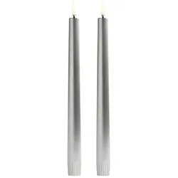 Piffany LED Spitzkerzen im 2er-Set, Silber, 2,3x25cm