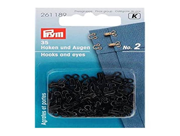 Prym - Prymstaal nr. 2 zwarte haken en ogen - 1 Stuk