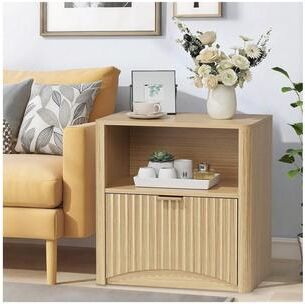 Garvee "22"" Wide Fluted Nightstand with Drawer, Mid Century Modern"