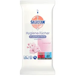 Sagrotan Hygiene-Tücher 12 Stück mit Frische Duft mit Frische Duft Ideal zur Reinigung ohne Wasser
