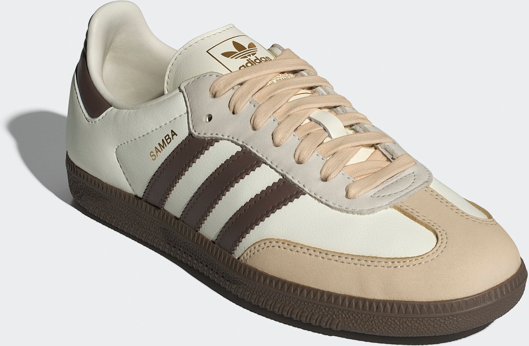 Sneaker ADIDAS ORIGINALS "SAMBA OG", Damen, Gr. 38, braun (oweiß, earstr, gum3), Leder, Synthetik, Schuhe Sneaker, Low-Profile-Sneaker im Retro-Design, Topseller