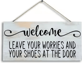 Uplift Curations Wooden Welcome Please Remove Your Shoes Sign Rustic Entryway Hanging Wall Plaque For Home & Front Door Decor Wooden Welcome Please Remove Your Shoes Sign Rustic Entryway Hanging Wall Plaque For Home & Front Door Decor
