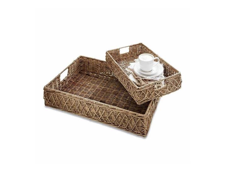 Mirabeau Tablett Tablett 2er Set Cordillera braun, Rattan, Rattan (calamus tetradactylus hance), Gestell: Eisen