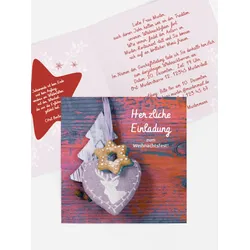 Weihnachtseinladung geschäftlich selbst gestalten mit Spruch und Fotos im Onlinedesigner bei Meine-Kartenmanufaktur.de