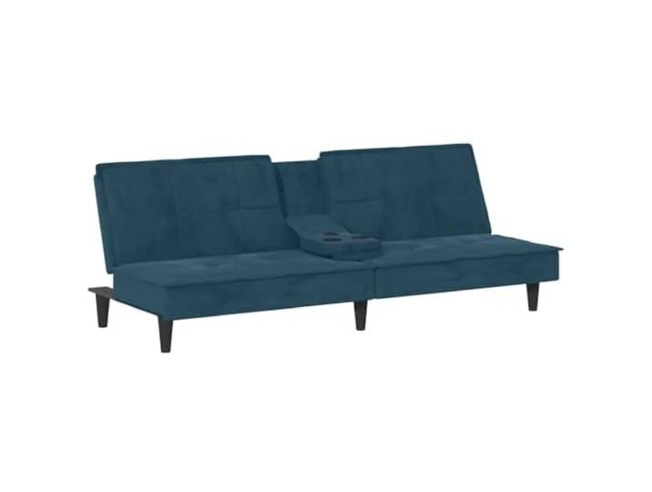 Makastle SchlafSofa Couch mit Getränkehaltern Blau Samt