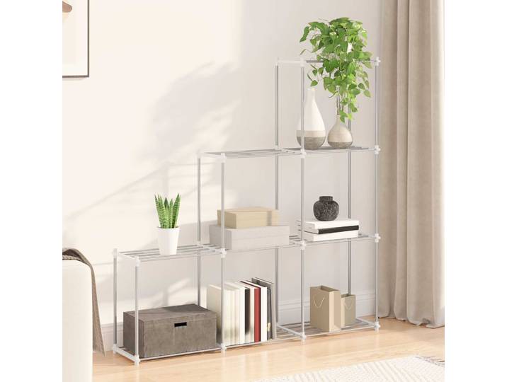 vidaXL Tubular Shelf mit Speicher Weiß 129 x 27 x 132 cm Aluminium