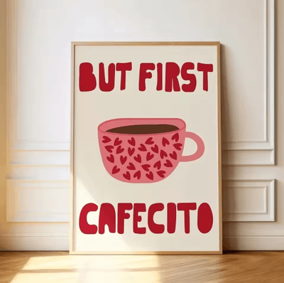 Inspire Picks But First Cafecito Minimalist Spanish Quote Canvas Modern Coffee Bar Wall Decor 230 50x70cm Unframed