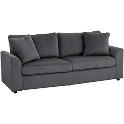 3-SITZER-SOFA Polyester Stahl Dunkelgrau