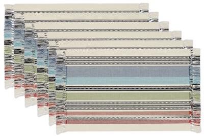 DII Mediterranean Stripe Fringed Placemat (Set of 6)