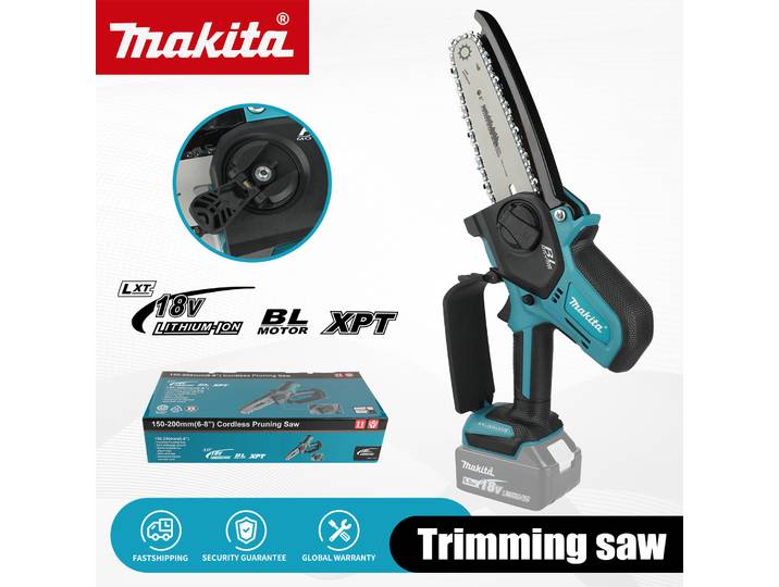 Scie à chaîne sans fil Makita 18V pour le travail du bois, avec petite scie électrique portative de 8 pouces, mini scie à chaîne portable