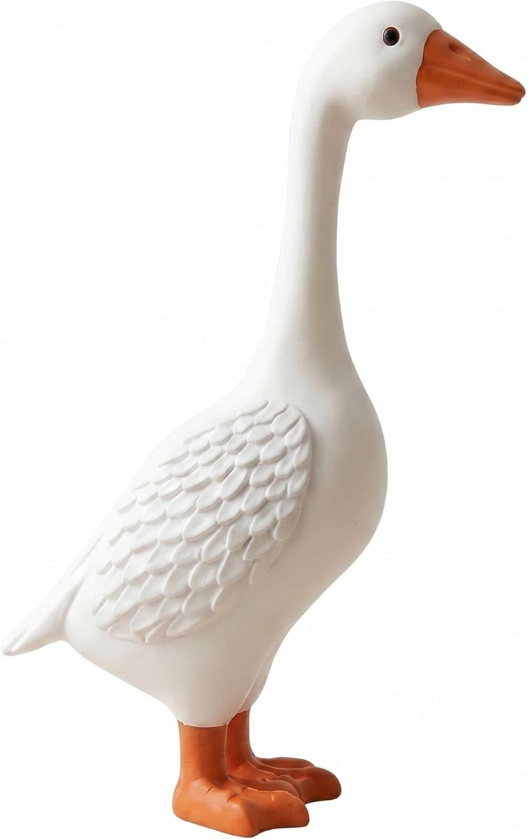 Dierenbeeldje Gans - Wit - Hars Decoratie - Hoogte: 30 cm
