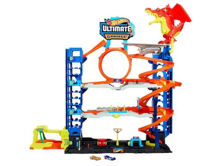 Hot Wheels City Ultimative Garage Trackset und 2 Druckguss-Autos