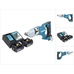 Makita, Elektroblechschere, DJS 200 RF Akku Blechschere 18 V 2,0 mm Brushless + 2x Akku 3,0 Ah + Ladegerät