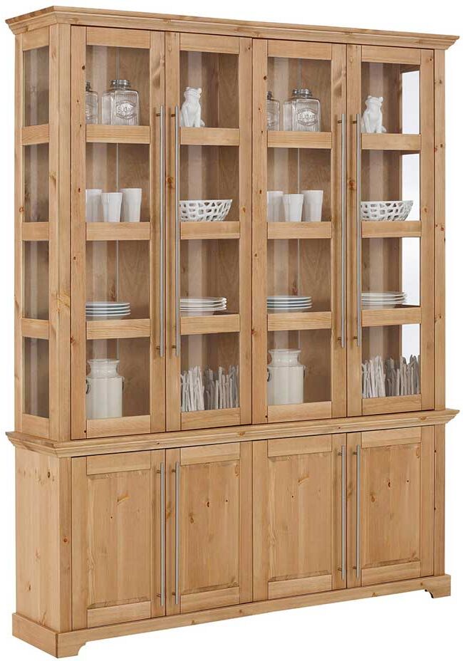 Pharao24.de Esszimmer Vitrinenschrank im Landhausstil Kiefer Massivholz