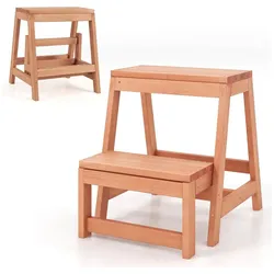 COSTWAY Faltbarer Blumentopfständer, multifunktionales Leiterregal für Kinder & Erwachsene, leicht tragbar, Natur