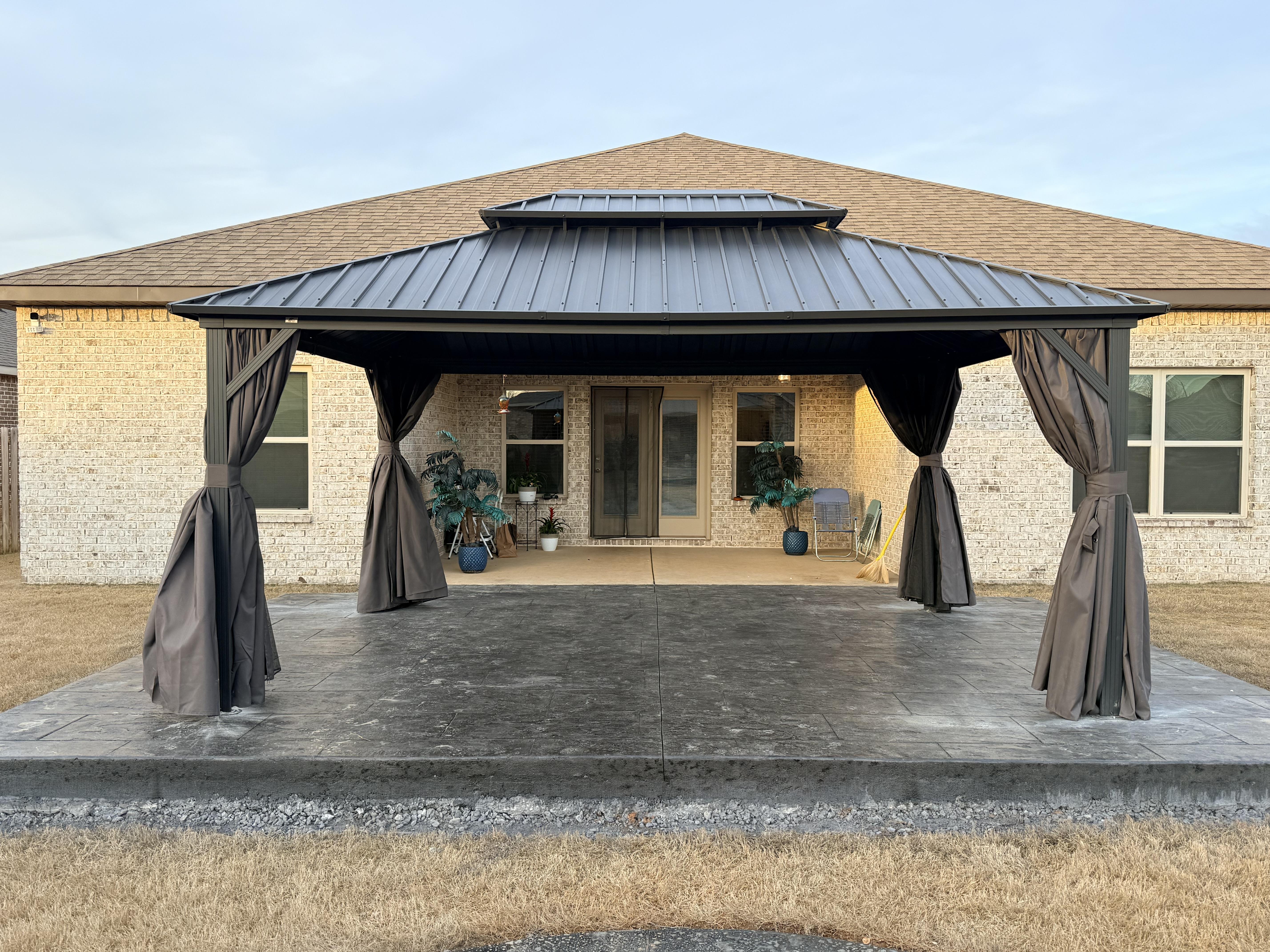 PURPLE LEAF Economy Hardtop Pavillon 3,65x4,85 m wasserdicht, winterfest und stabil, geeignet für den Garten, Grau