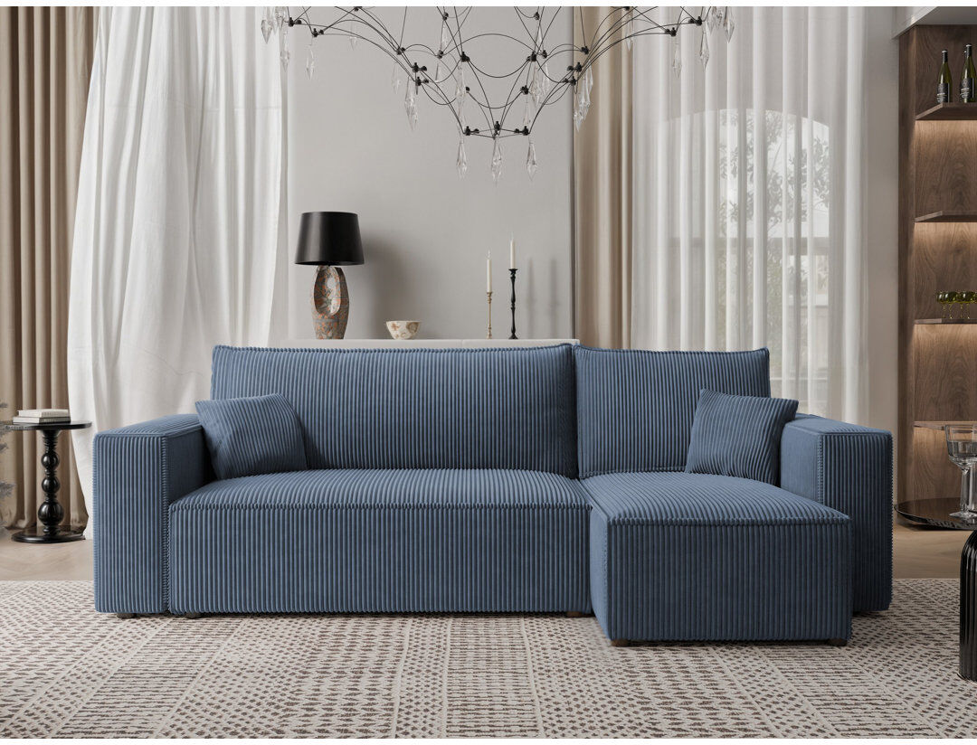 Ebern Designs Sahur 4 Seater Sofa Bed Navy 83cm H X 244cm W X 145cm D