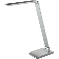 Alco, Tischlampe, Albert 924-28 - LED Schreibtisch-/ Arbeitsplatzleuchte mit Standfuss, silber, in 3 Stufen dimmba (400 lm)