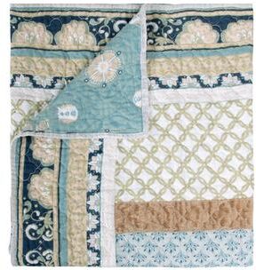 Greenland Home Fashions Thalia 100% Cotton Throw Quilt with Velvet Embellishments
