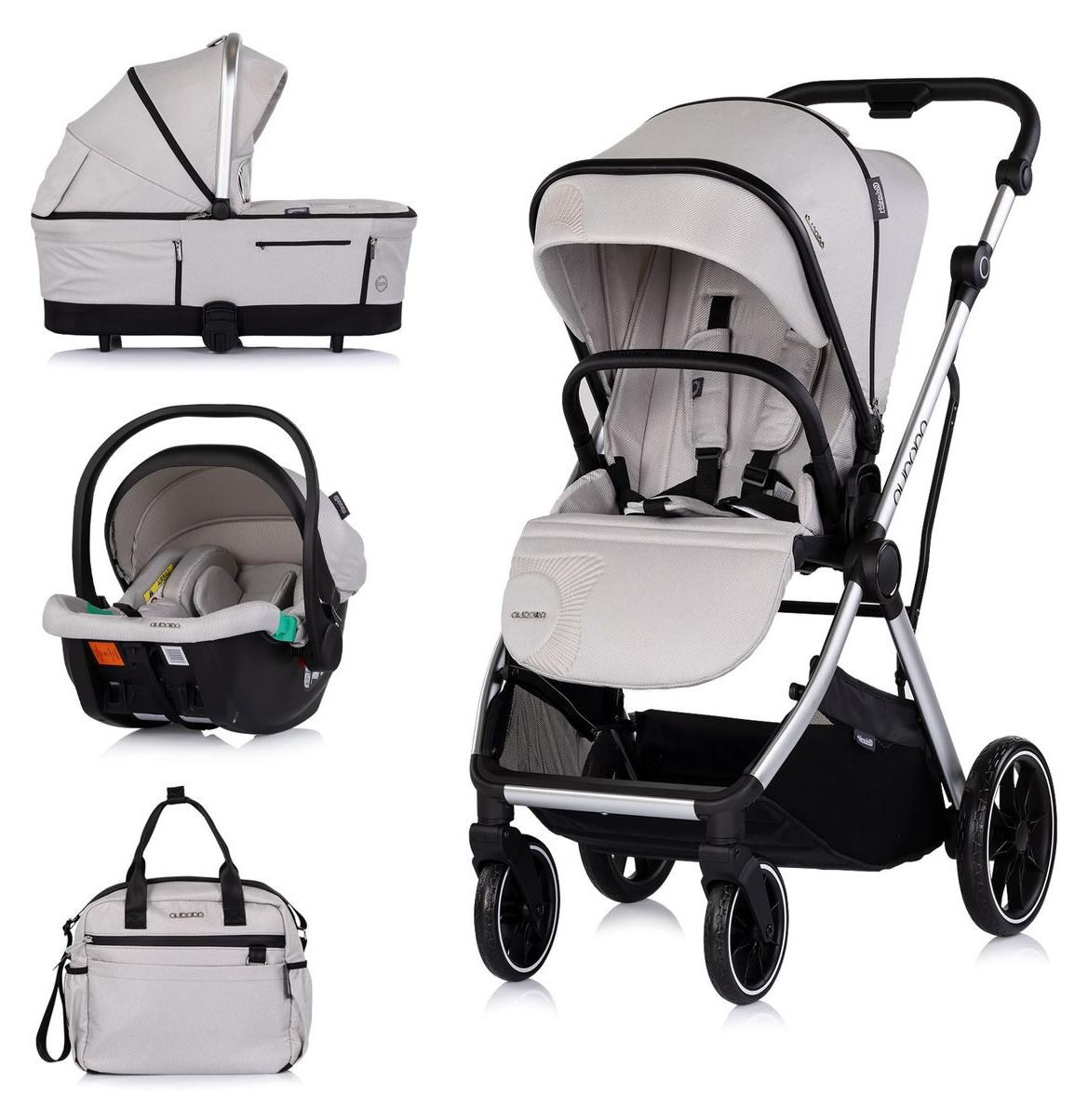 Chipolino Kombikinderwagen Aurora 3 in 1 Babyschale Babywanne Sportsitz Tasche