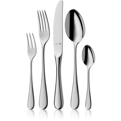 Besteck-Set WMF "Kent Plus", grau (edelstahl), 30 Stk., Cromargan Edelstahl Rostfrei, Essbesteck-Sets, ergonomisch, Cromargan protect