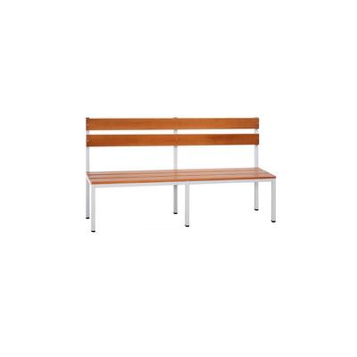 Lüllmann Sitzbank mit Rückenlehne, 400/900 x 1500 x 400 mm, lichtgrau/buche
