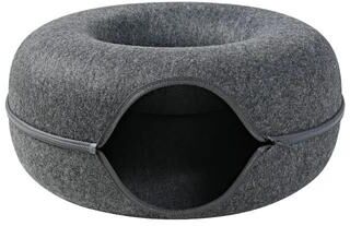 Inspire Essentials Felt Tunnel Cat Bed dark Gray s