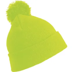 Result Winter Essentials Kinder Strickmütze mit Pompon Bommel-Mütze RC028J fluorescent yellow one size
